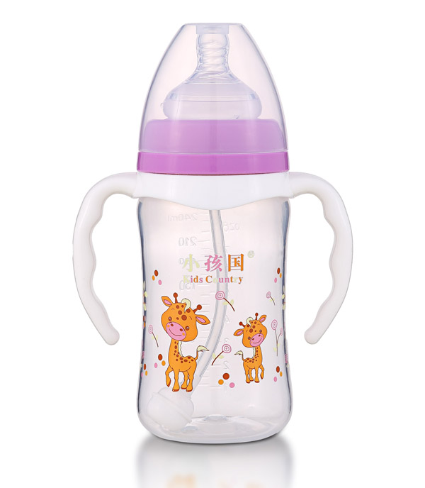 小孩國(guó)寬口直身自動(dòng)高透PP奶瓶240ML 紫色