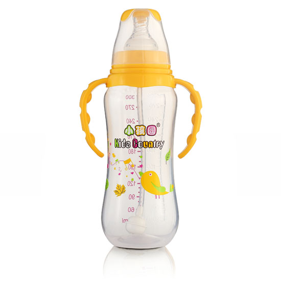 小孩國標口自動弧形PP安全奶瓶300 ML黃色
