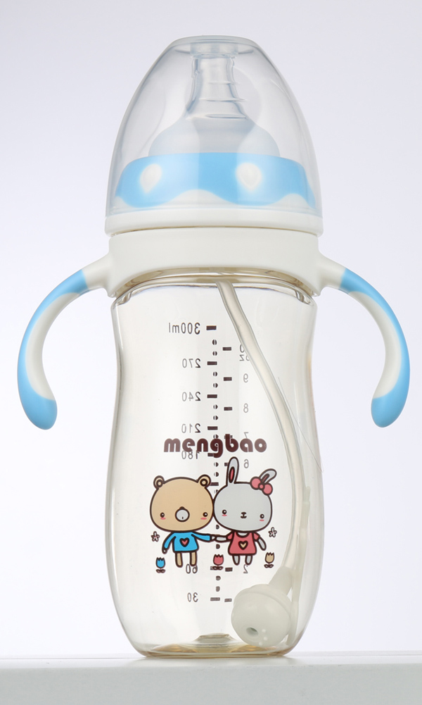 盟寶企鵝型PPSU奶瓶藍色-300ml