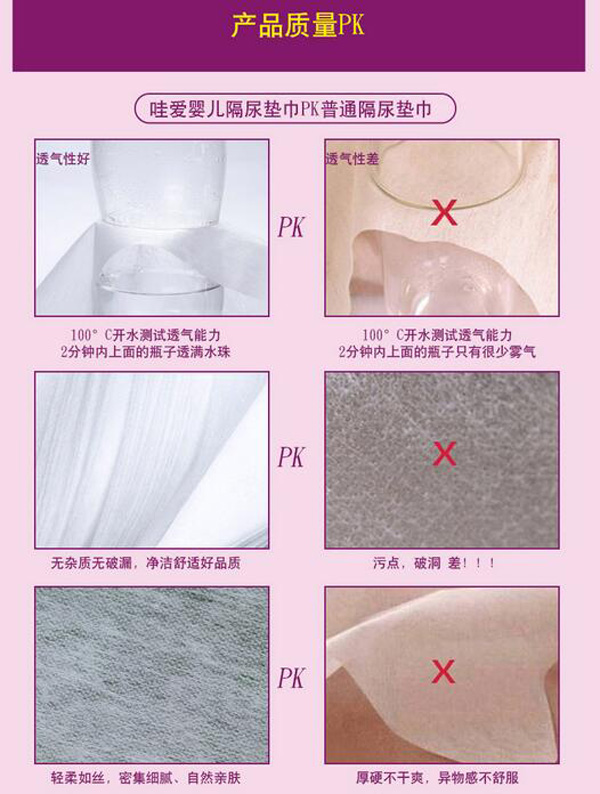 哇愛(ài) yinge一次性隔尿墊巾100片質(zhì)量PK.jpg