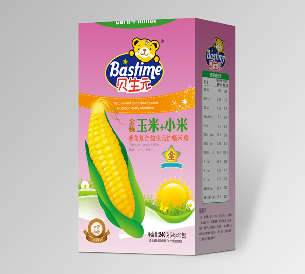 貝生元玉米+小米菠菜復合益生元護暢米粉盒裝