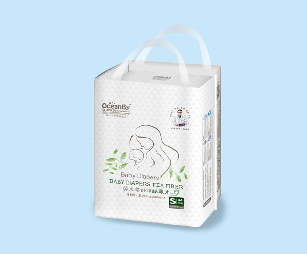 海洋寶貝嬰兒茶纖維紙尿片S碼44片-中包