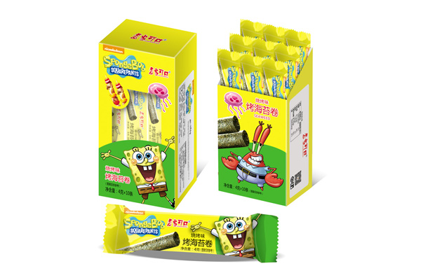 香當(dāng)可口海綿寶寶系列-烤海苔卷燒烤味盒裝
