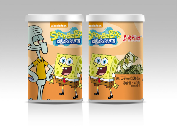 香當(dāng)可口海綿寶寶系列-南瓜子夾心海苔桶裝