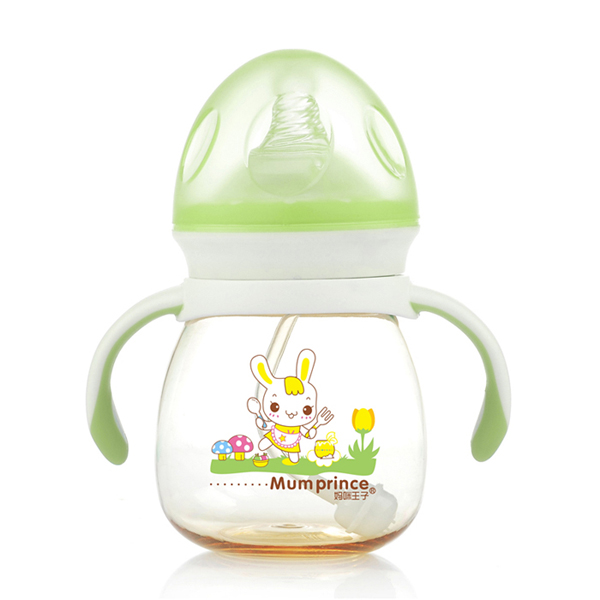 媽咪王子PPSU寬口自動吸240ml蘑菇奶瓶 綠色