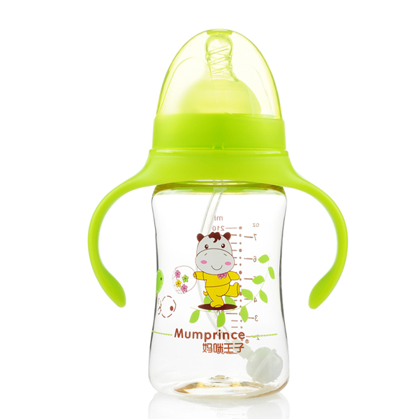 媽咪王子PPSU寬口自動吸210ml奶瓶 綠色