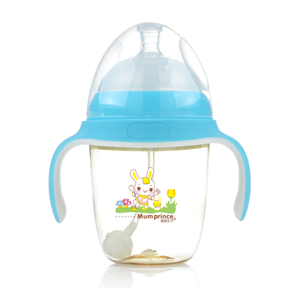 媽咪王子PPSU寬口自動吸240ml奶瓶 藍色
