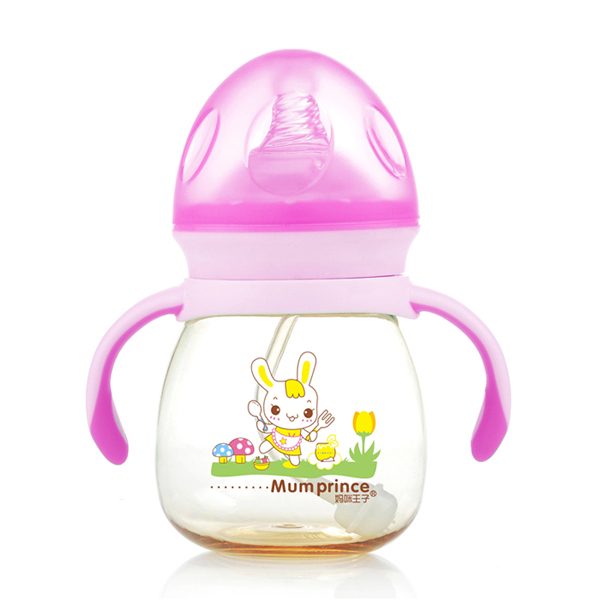媽咪王子PPSU寬口自動吸240ml蘑菇奶瓶 紫色