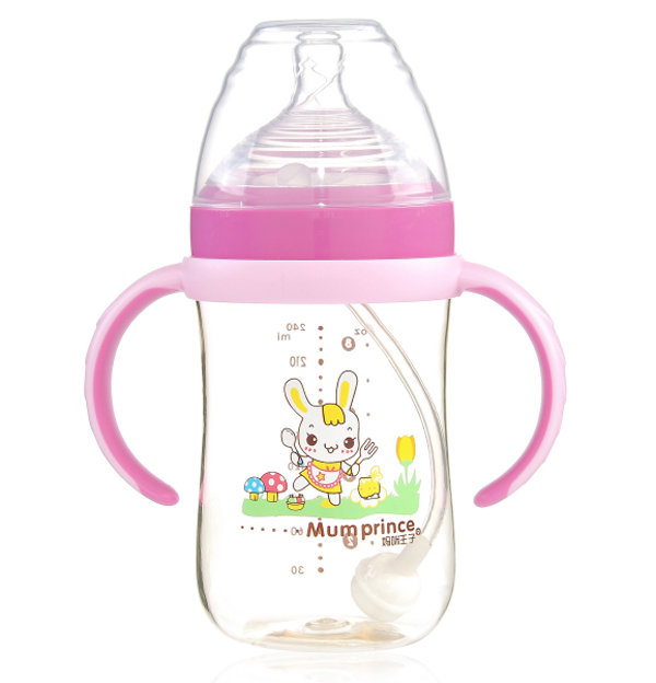 媽咪王子中口徑PPSU自動吸240ml奶瓶 紫色