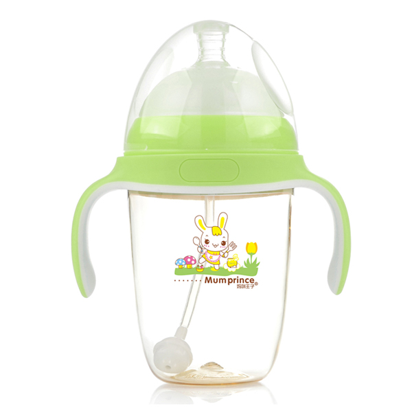 媽咪王子PPSU寬口自動吸300ml奶瓶綠色