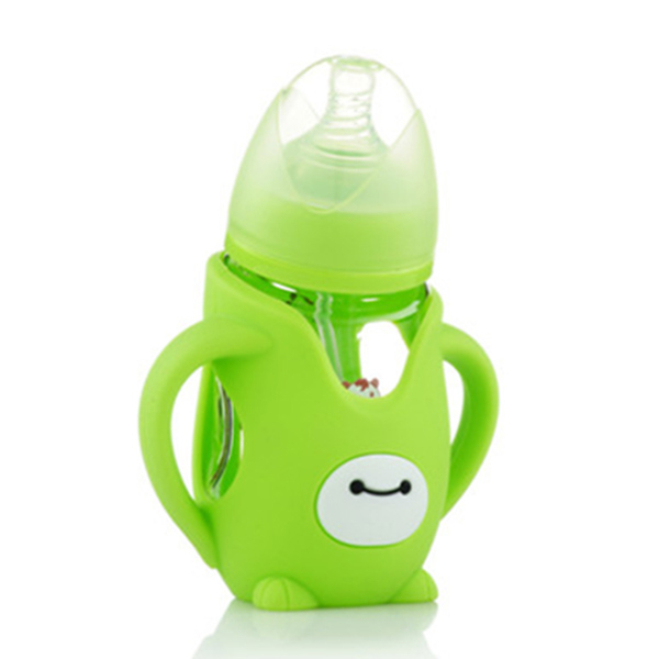 媽咪王子防摔寬口晶媽咪王子鉆玻璃自動吸240ml企鵝 奶瓶 綠色