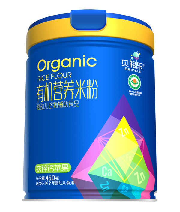 貝格樂有機(jī)營(yíng)養(yǎng)米粉-鈣鐵鋅蘋果 聽裝