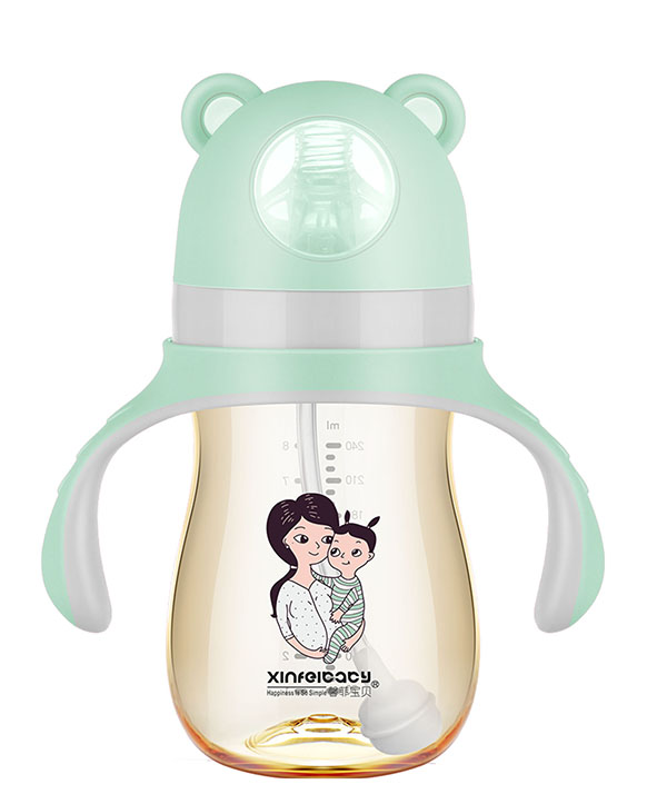馨菲寶貝超寬口徑PPSU奶瓶240ml綠色