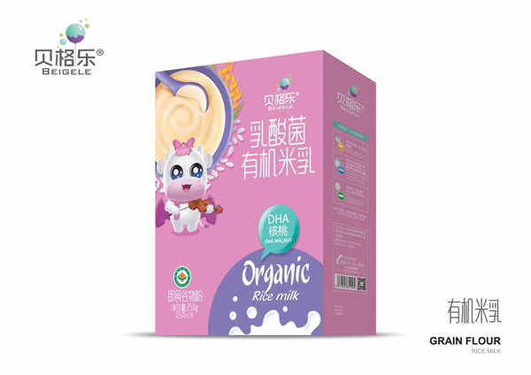 貝格樂乳酸菌有機米乳-DHA核桃 盒裝