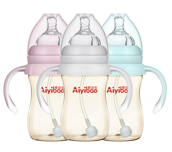 愛益寶寬口弧形有柄自動(dòng)PPSU奶瓶240ml