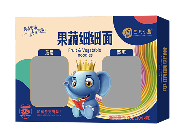 多可三只小象果蔬細細面 菠菜+南瓜