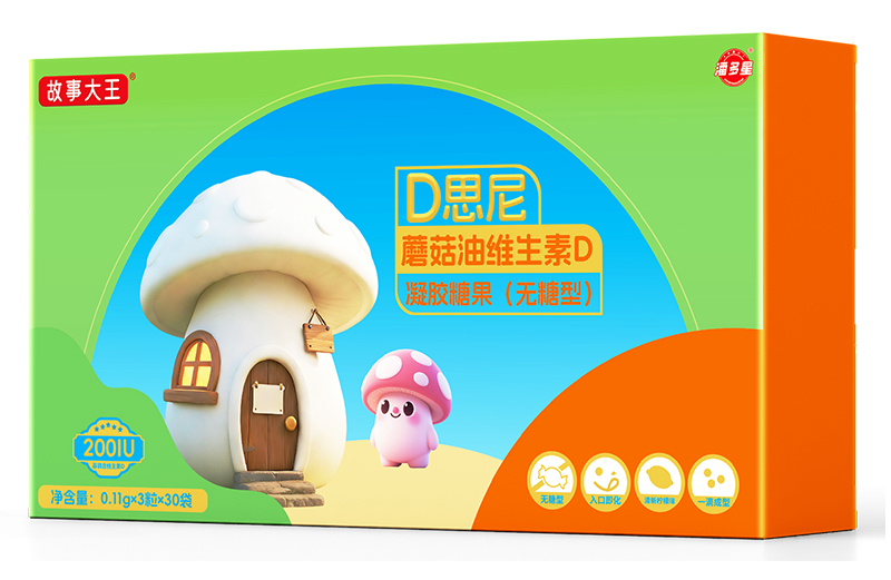 潘多星故事大王D思尼蘑菇油維生素D凝膠糖果(無糖型)