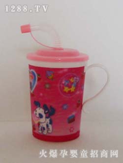 功杰紅色卡通小狗水杯