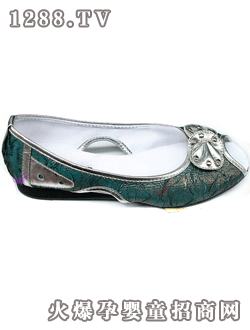 倩百合綠色帶花透空yunf鞋