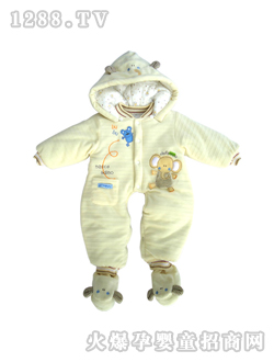 安嬰寶羅紋領連帽開檔哈衣