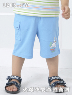 小豬班納淺藍(lán)色yinge針織中褲