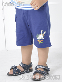 小豬班納深藍(lán)色yinge針織中褲