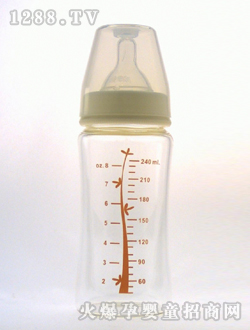 寬口晶鉆玻璃奶瓶240mL紅樹