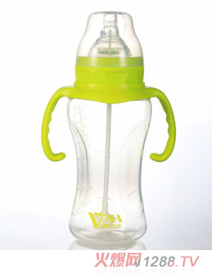VNA綠盾330ml寬口菱形雙耳自動PP奶瓶