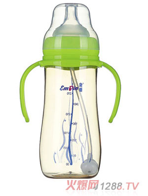 皇嬰PPSU寬口圓弧自動奶瓶300ml綠色