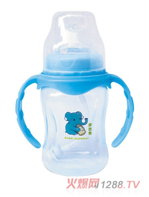 多比象帶手柄自動yinge奶瓶藍色