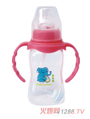 多比象帶手柄自動yinge奶瓶粉色