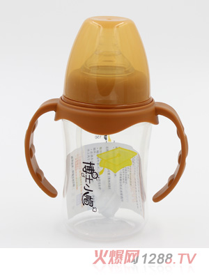 博士小帽PP有柄自然親子寬口自動奶瓶180ml橙色