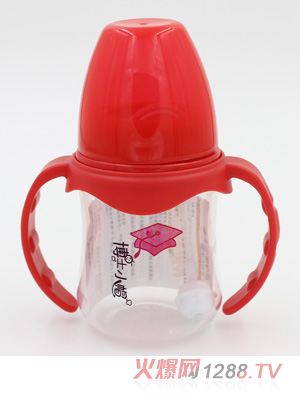 博士小帽PP有柄自然親子寬口自動奶瓶120ml紅色