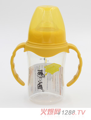 博士小帽PP有柄自然親子寬口奶瓶180ml黃色