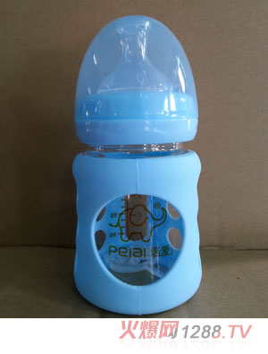 培愛寬口弧身玻璃防護(hù)奶瓶120ml