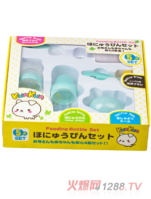 KUNKUN淺藍色玻璃奶瓶禮盒