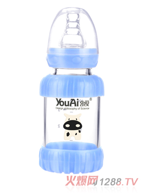 幼愛(ài)防摔感溫晶鉆玻璃標(biāo)口奶瓶120ml