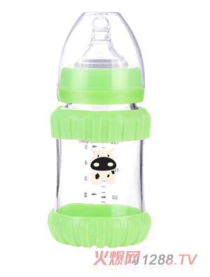 幼愛(ài)防摔感溫晶鉆玻璃寬口奶瓶180ml