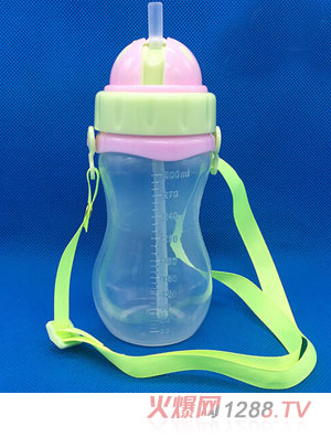 保利星300ML粉色帶背帶水杯