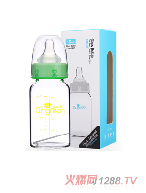 格林博士標(biāo)口玻璃奶瓶120ML綠色