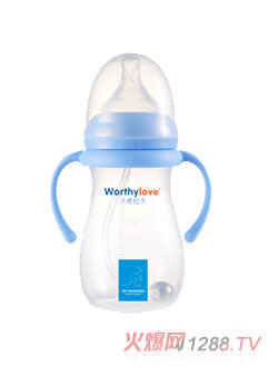 Worthylove沃德拉夫帶手柄yingyePP奶瓶藍色