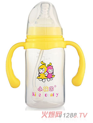 小孩國標(biāo)口奶瓶直身PP奶瓶120ML黃色