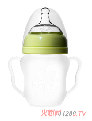 福帝愛(ài)迪帶奶蓋握把吸管奶瓶160ml綠色
