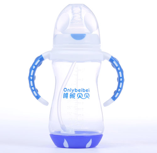 唯昵貝貝寬口雙色PP奶瓶300m藍(lán)色