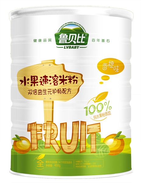 魯貝比雙倍益生元護(hù)暢配方配方水果速溶米粉聽(tīng)裝