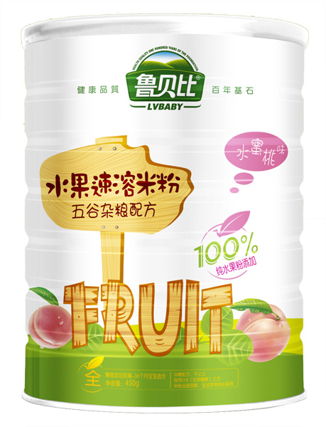 魯貝比五谷雜糧配方配方水果速溶米粉聽(tīng)裝